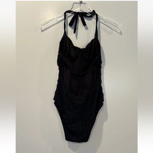 Shoshanna Black Eyelet‎ Lace One Piece Halter Swimsuit Womens Medium (1650)